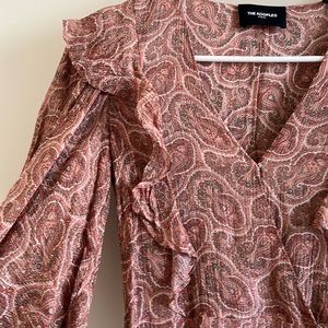 The Kooples pink wrap mini dress in paisley prints